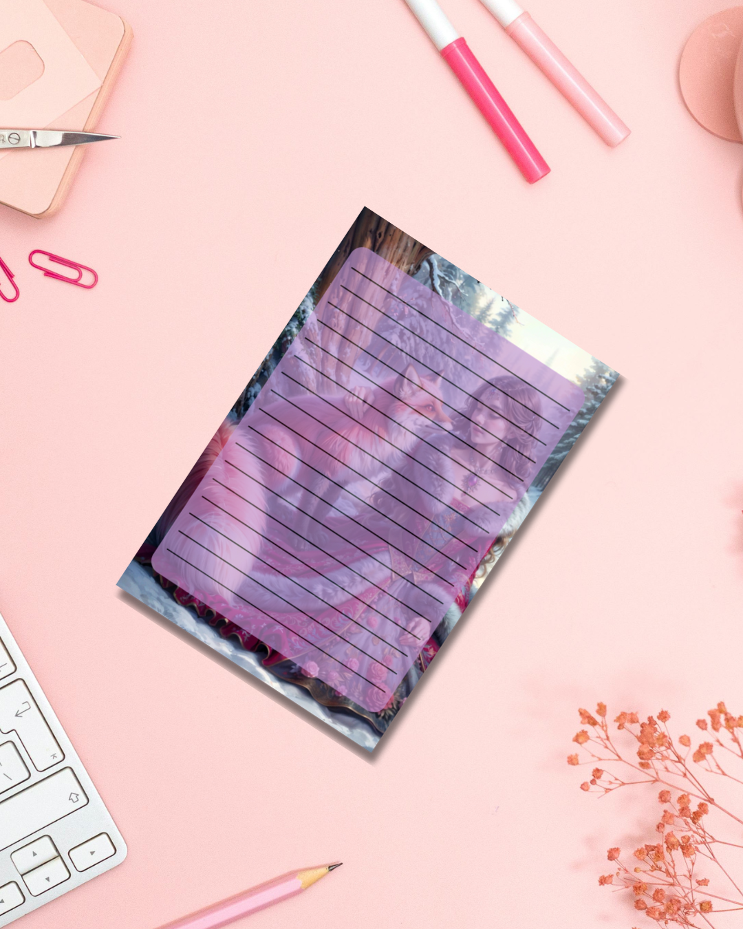 Winter Fox Queen Notepad Aesthetic Cute Stationery Gift