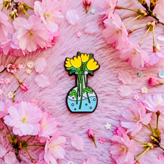 Yellow Flower Bouquet Kawaii Cute Enamel Pin | Aesthetic Pastel Backpack & Jacket Lapel Pin