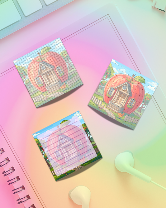 Apple Home Notepad 2.5"x2.5" 50 Pages Aesthetic Cute Stationery Gift