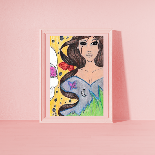 Girl Colorful Reality Art Print Aesthetic Gift Decor image 0