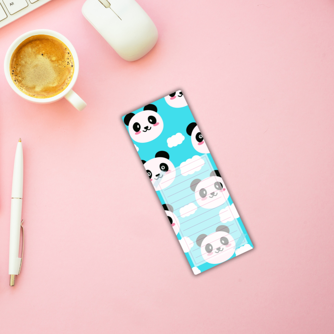 Blushed Panda Notepad 2.5"x7" 54 Pages Aesthetic Cute Stationery Gift image 0